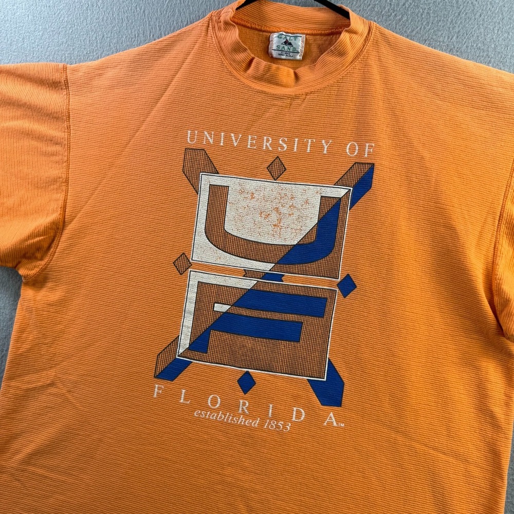 Vintage University of Florida Shirt Mens XL Peach Orange Textured 90s USA Gators
